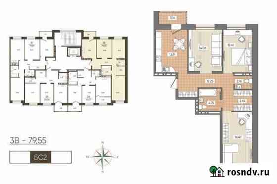 3-комнатная квартира, 79.6 м², 2/10 эт. на продажу в Новосибирске Новосибирск