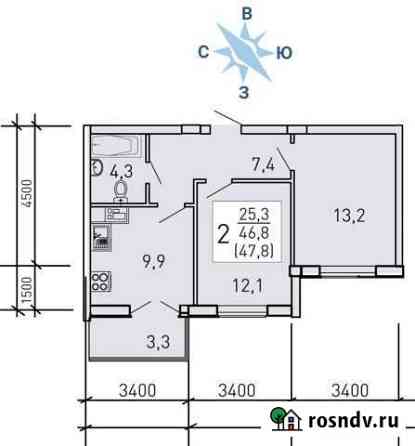 2-комнатная квартира, 47.8 м², 11/20 эт. на продажу в Воронеже Воронеж