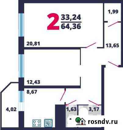 2-комнатная квартира, 69.9 м², 7/17 эт. на продажу в Кокошкино Кокошкино