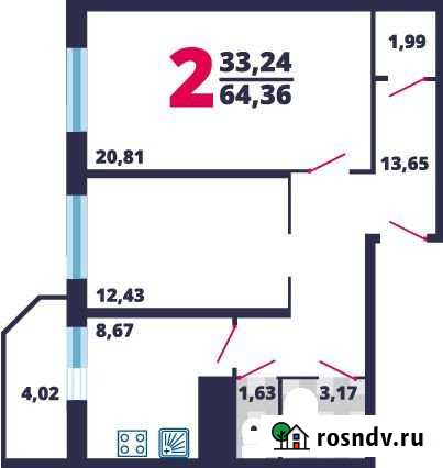 2-комнатная квартира, 69.9 м², 7/17 эт. на продажу в Кокошкино Кокошкино - изображение 1