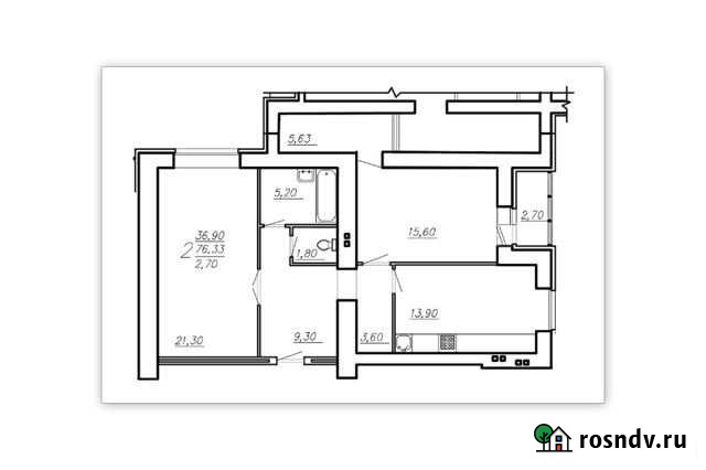 2-комнатная квартира, 79 м², 14/15 эт. на продажу в Засечном Засечное - изображение 1