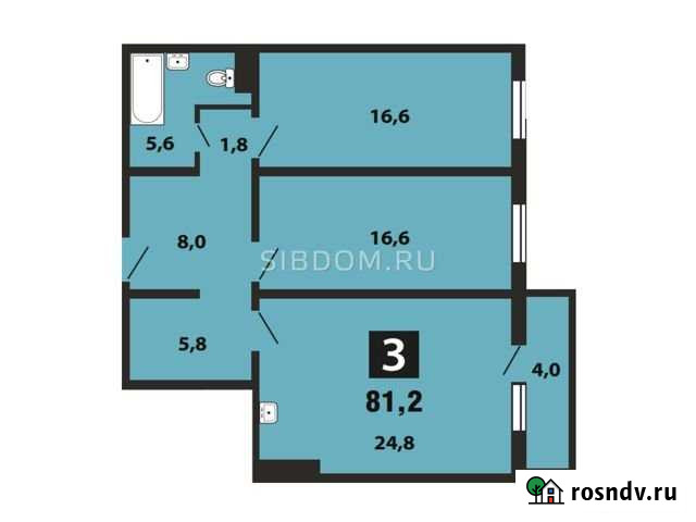 3-комнатная квартира, 81.1 м², 12/17 эт. на продажу в Красноярске Красноярск - изображение 1