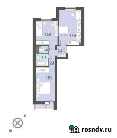 2-комнатная квартира, 56.1 м², 10/17 эт. на продажу в Екатеринбурге Екатеринбург - изображение 1