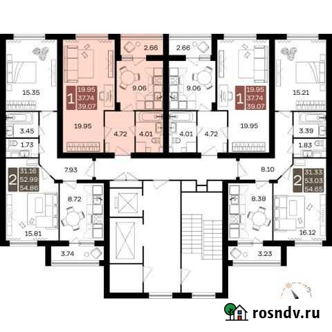 1-комнатная квартира, 39.1 м², 12/17 эт. на продажу в Домодедово Домодедово - изображение 1