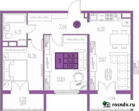 3-комнатная квартира, 57.8 м², 4/9 эт. на продажу в Ульяновске Ульяновск