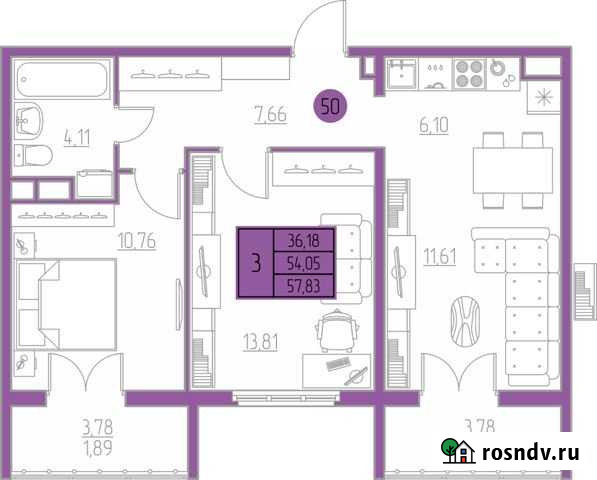 3-комнатная квартира, 57.8 м², 4/9 эт. на продажу в Ульяновске Ульяновск - изображение 1