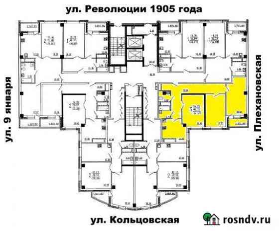 3-комнатная квартира, 97.7 м², 5/19 эт. на продажу в Воронеже Воронеж