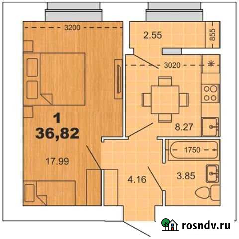 1-комнатная квартира, 36.8 м², 8/16 эт. на продажу в Рязани Рязань - изображение 1