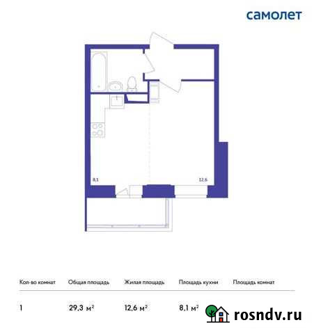 Квартира-студия, 29.3 м², 8/12 эт. на продажу в Красногорске Московской области Красногорск - изображение 1