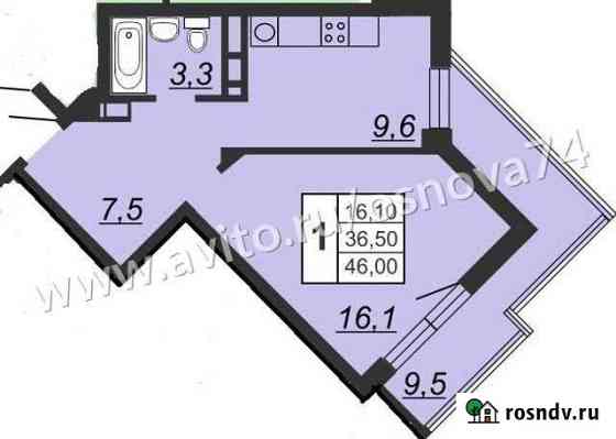 1-комнатная квартира, 46 м², 10/25 эт. на продажу в Челябинске Челябинск