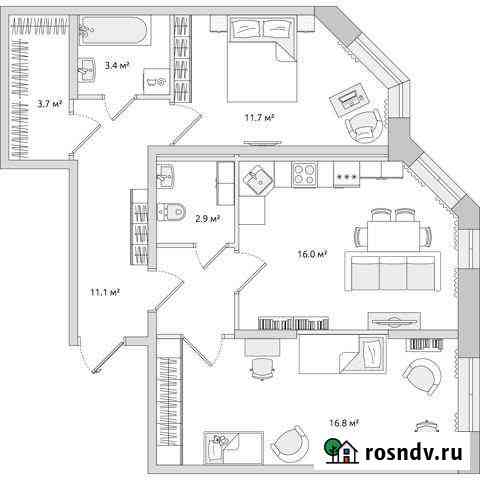 2-комнатная квартира, 63.5 м², 1/25 эт. на продажу в Буграх Бугры