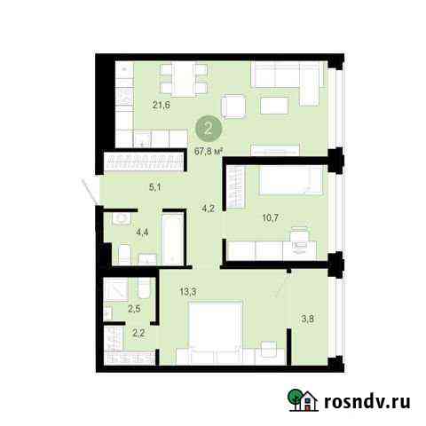 2-комнатная квартира, 67.8 м², 2/9 эт. на продажу в Тюмени Тюмень