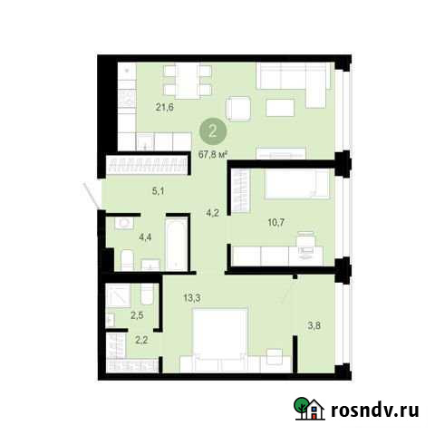 2-комнатная квартира, 67.8 м², 2/9 эт. на продажу в Тюмени Тюмень - изображение 1