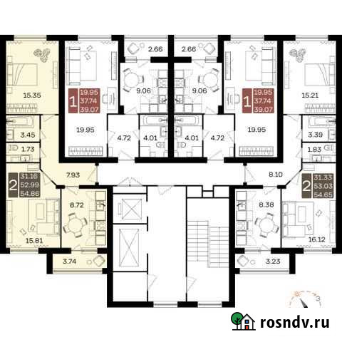 2-комнатная квартира, 54.9 м², 16/17 эт. на продажу в Домодедово Домодедово - изображение 1