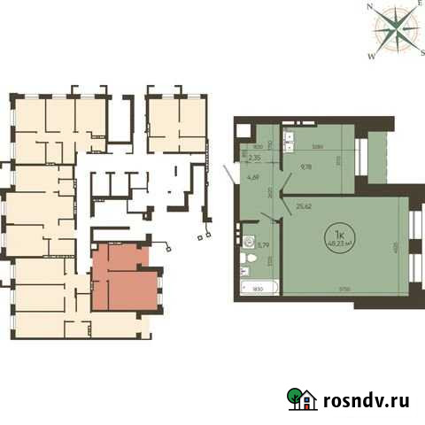1-комнатная квартира, 48.2 м², 1/18 эт. на продажу в Новосибирске Новосибирск - изображение 1