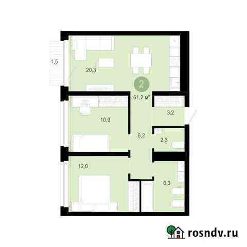2-комнатная квартира, 62.7 м², 2/10 эт. на продажу в Тюмени Тюмень