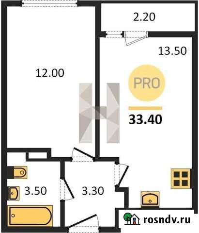 2-комнатная квартира, 33.4 м², 14/25 эт. на продажу в Ростове-на-Дону Ростов-на-Дону - изображение 1