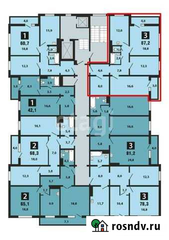 3-комнатная квартира, 87.2 м², 2/17 эт. на продажу в Красноярске Красноярск - изображение 1
