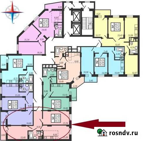 3-комнатная квартира, 64.5 м², 21/23 эт. на продажу в Челябинске Челябинск - изображение 1