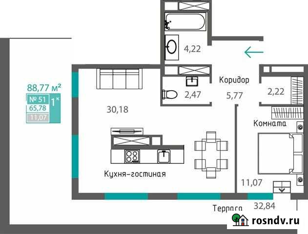 1-комнатная квартира, 88.7 м², 7/8 эт. на продажу в Симферополе Симферополь - изображение 1