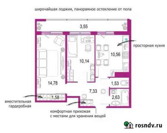 2-комнатная квартира, 50 м², 12/22 эт. на продажу в Кудрово Кудрово