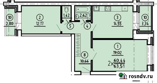 2-комнатная квартира, 63.5 м², 1/4 эт. на продажу в Томске Томск - изображение 1