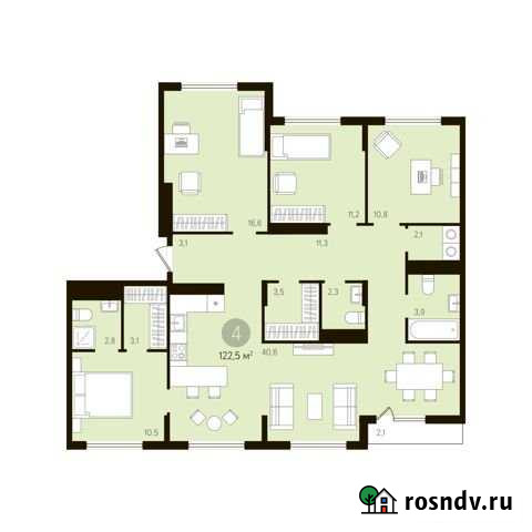 4-комнатная квартира, 124.1 м², 10/10 эт. на продажу в Тюмени Тюмень - изображение 1