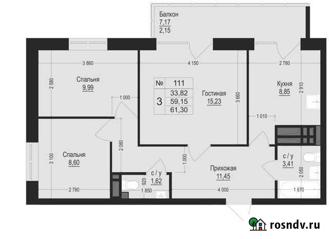 3-комнатная квартира, 61.3 м², 11/25 эт. на продажу в Перми Пермь - изображение 1