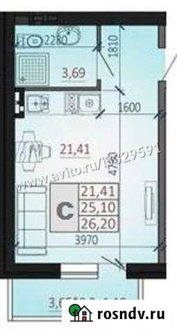 Квартира-студия, 29 м², 1/4 эт. на продажу в Краснодаре Краснодар - изображение 1