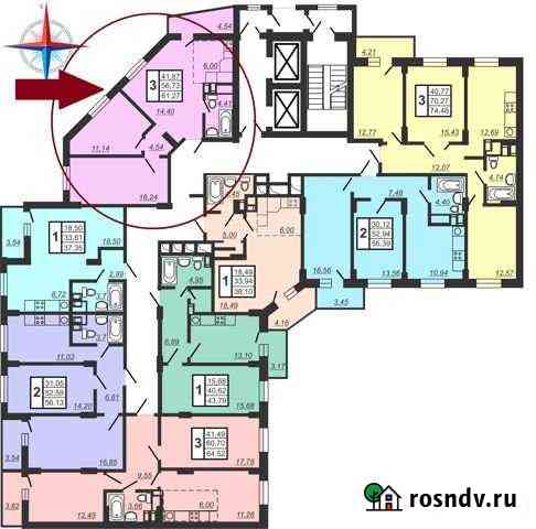 3-комнатная квартира, 61.3 м², 18/23 эт. на продажу в Челябинске Челябинск