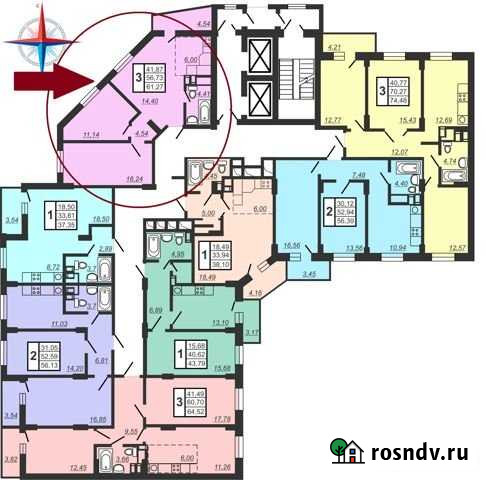 3-комнатная квартира, 61.3 м², 18/23 эт. на продажу в Челябинске Челябинск - изображение 1