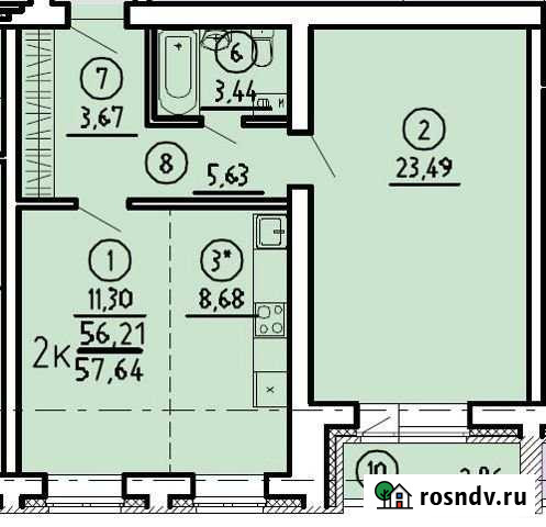 2-комнатная квартира, 57.6 м², 4/4 эт. на продажу в Томске Томск - изображение 1