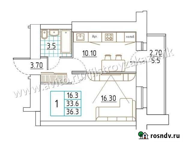 1-комнатная квартира, 36.5 м², 4/16 эт. на продажу в Череповце Череповец - изображение 1
