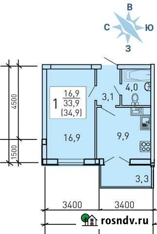 1-комнатная квартира, 34.9 м², 17/20 эт. на продажу в Воронеже Воронеж - изображение 1