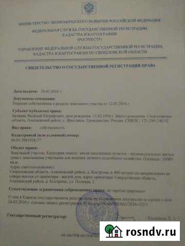 Участок ИЖС 1000 сот. на продажу в Алапаевске Алапаевск - изображение 1