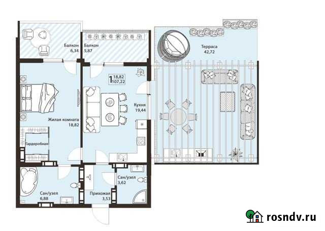 1-комнатная квартира, 107.2 м², 9/10 эт. на продажу в Алуште Алушта - изображение 1