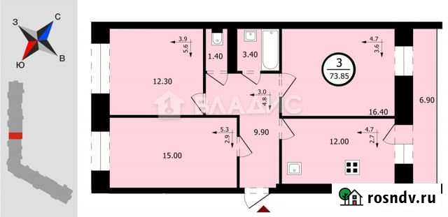 3-комнатная квартира, 73.9 м², 1/10 эт. на продажу во Владимире Владимир - изображение 1