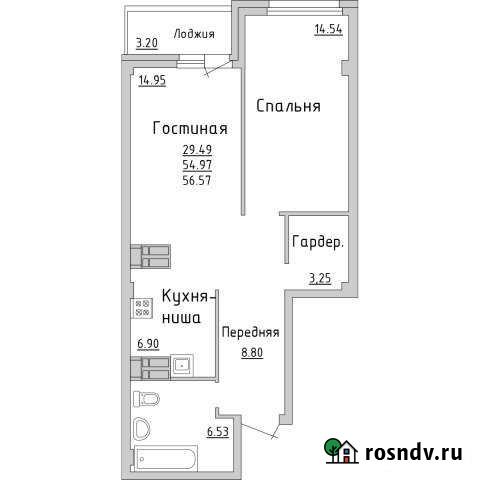 2-комнатная квартира, 56.6 м², 6/16 эт. на продажу в Набережных Челнах Набережные Челны - изображение 1