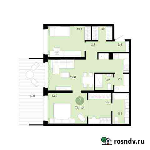2-комнатная квартира, 93.1 м², 1/10 эт. на продажу в Тюмени Тюмень