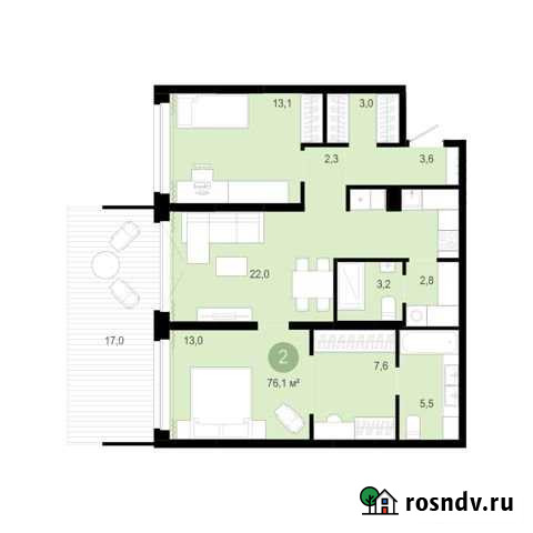 2-комнатная квартира, 93.1 м², 1/10 эт. на продажу в Тюмени Тюмень - изображение 1