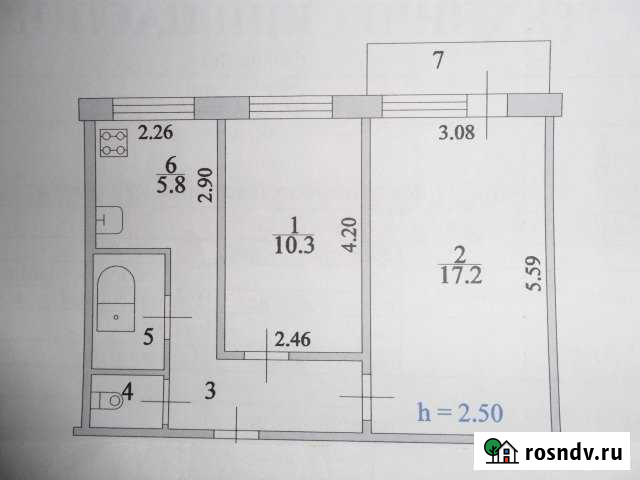 2-комнатная квартира, 42 м², 3/5 эт. на продажу в Железногорске Курской области Железногорск - изображение 1
