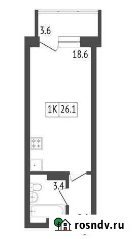1-комнатная квартира, 26 м², 9/16 эт. на продажу в Красноярске Красноярск - изображение 1