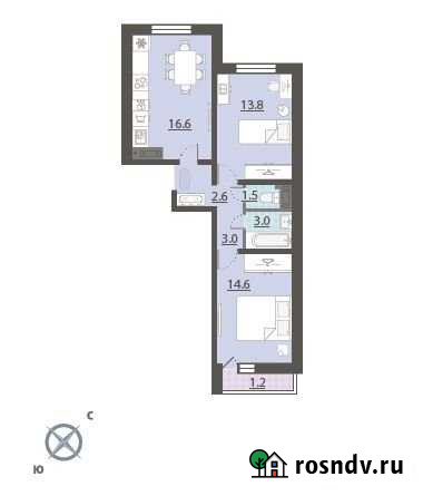 2-комнатная квартира, 56.3 м², 8/17 эт. на продажу в Екатеринбурге Екатеринбург - изображение 1