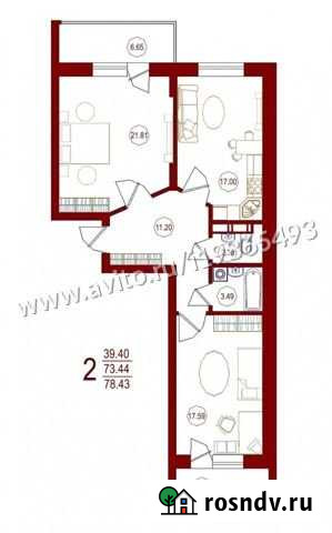 2-комнатная квартира, 78.4 м², 2/16 эт. на продажу в Воронеже Воронеж - изображение 1