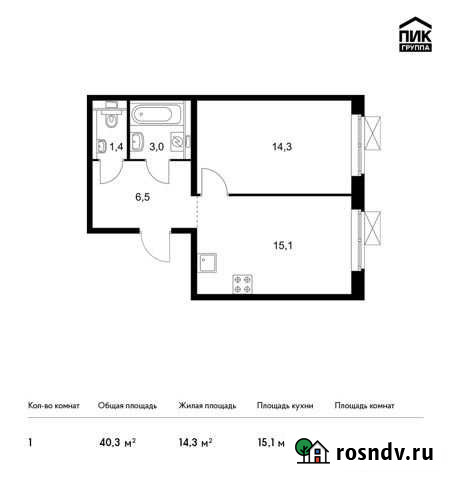 1-комнатная квартира, 40.3 м², 17/25 эт. на продажу в Одинцово Одинцово - изображение 1