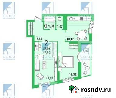 2-комнатная квартира, 57.9 м², 22/26 эт. на продажу в Энгельсе Энгельс - изображение 1