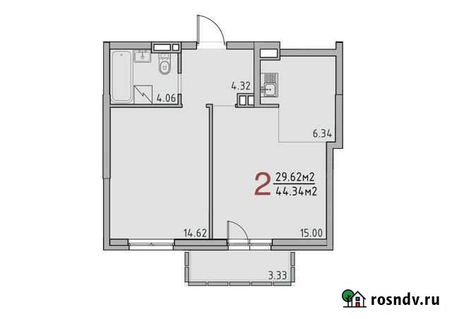 2-комнатная квартира, 44.3 м², 7/19 эт. на продажу в Казани Казань - изображение 1