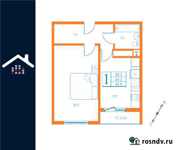 1-комнатная квартира, 44.8 м², 13/17 эт. на продажу в Дмитрове Дмитров - изображение 1