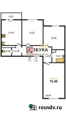 3-комнатная квартира, 75.4 м², 10/17 эт. на продажу в Воронеже Воронеж - изображение 1