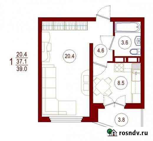 1-комнатная квартира, 39 м², 6/17 эт. на продажу в Воронеже Воронеж